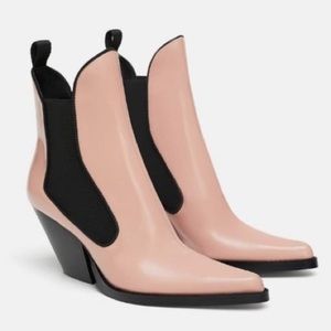ZARA PINK WESTERN COWBOY ANKLE BOOTS POINTED TOE